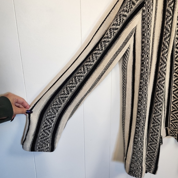 Chaps Southwestern Knit Open Cardigan Sweater Beige Boho Bohemian Size 3X Winter - Picture 7 of 10